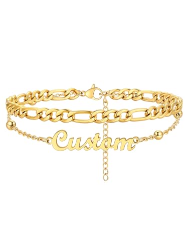 Personalized Name Anklet for Women Waterproof Custom Ankle Bracelets Stainless Steel Stackable Foot Chain Summer Beach Jewelry Gift for Her