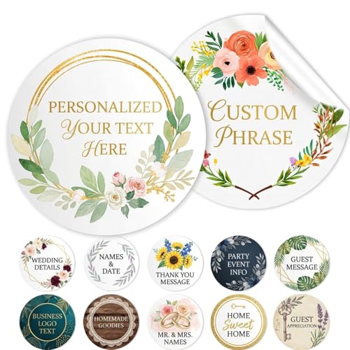 Custom Personalized Stickers for Wedding Favors & Business Logo, Waterproof Vinyl Labels for Hotel Welcome Bags, Birthday Party & Gift Boxes, Customized Sticker Labels 50-1000 Pack