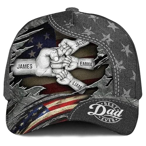 Personalized Dad Cap with Kids Names Custom Baseball Hats for Men Custom Text Hat Fathers Day Birthday Gifts for Grandpa Daddy Papa Husband
