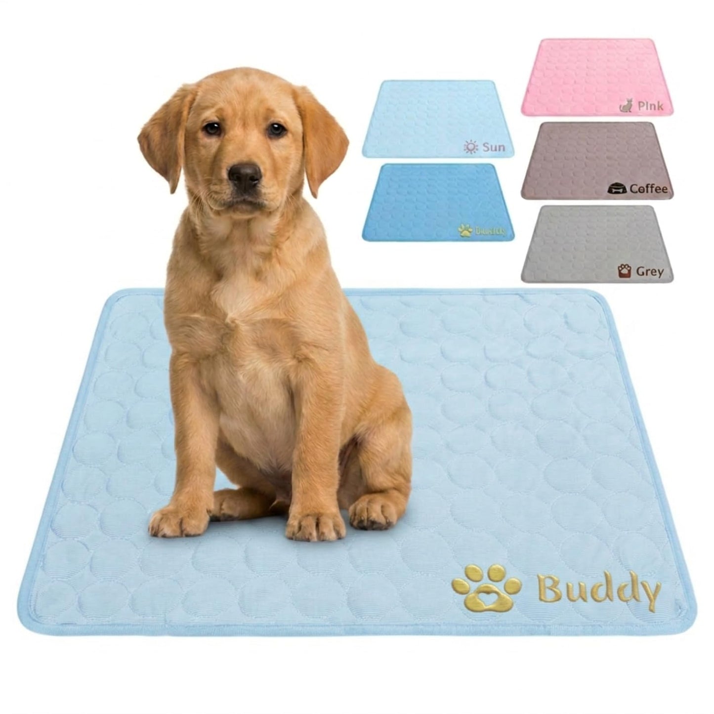 Personalized Dog Cooling Mat Custom Pet Ice Pad with Name & Photo, Washable Ice Silk Summer Cooling Blanket for Dogs Cats, Portable Self Cooling Bed Mat for Kennel Crate Sofa
