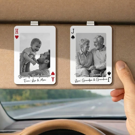 Personalized Car Visor Clip with Custom Photo, "Drive Safe I Love You" Custom Picture Visor Accessory for Couples, Meaningful Car Interior Decor Gift for Husband and Boyfriend