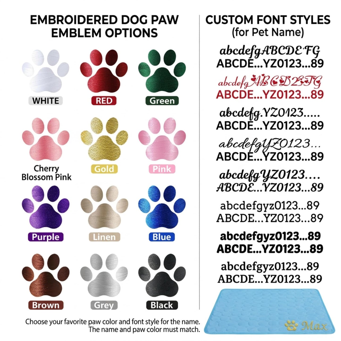 Personalized Dog Cooling Mat Custom Pet Ice Pad with Name & Photo, Washable Ice Silk Summer Cooling Blanket for Dogs Cats, Portable Self Cooling Bed Mat for Kennel Crate Sofa