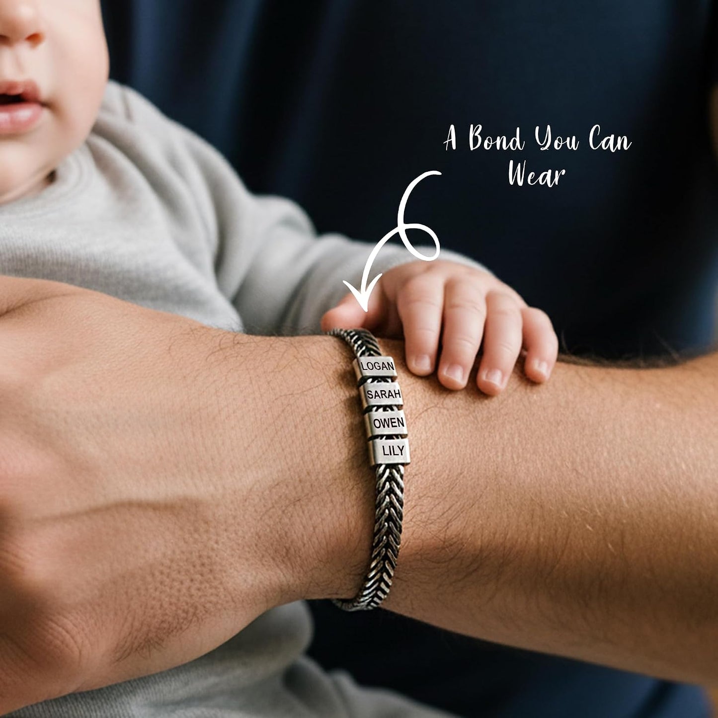 Personalized Stainless Steel Bracelet for Men - Custom Engraved Braided Wristband, Meaningful Jewelry Gift for Husband, Dad, Boyfriend on Anniversary or Birthday