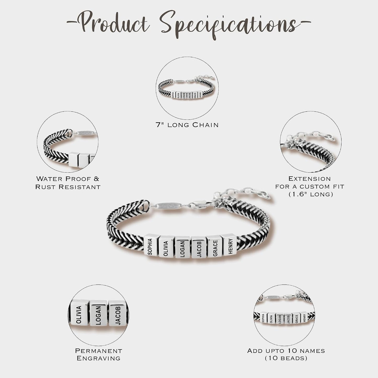 Personalized Stainless Steel Bracelet for Men - Custom Engraved Braided Wristband, Meaningful Jewelry Gift for Husband, Dad, Boyfriend on Anniversary or Birthday
