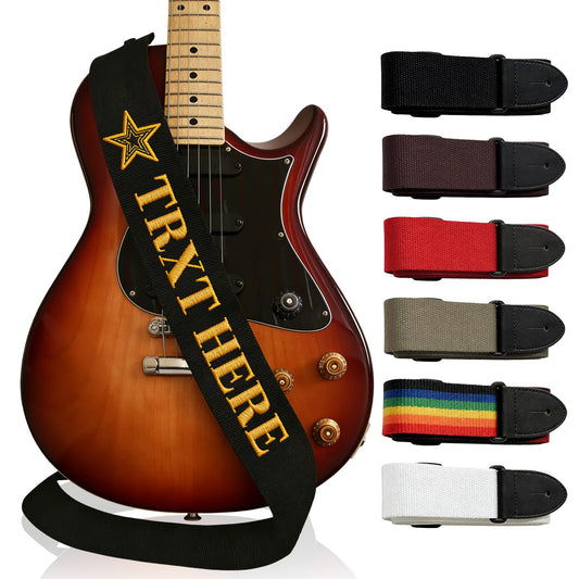 DBLXYAN Personalized Guitar Strap with Custom Name and Text Embroidered, Adjustable Durable Webbing for Acoustic, Electric and Bass Guitars, Unique Musician Gift