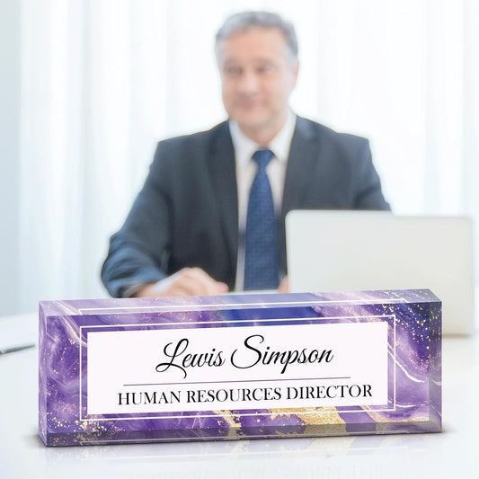 Personalized Desk Name Plate, Custom Clear Acrylic Office Desk Sign with Magnetic Double-Sided Display, Professional Nameplate Decor and Appreciation Gifts for Boss, Teacher, Coworker