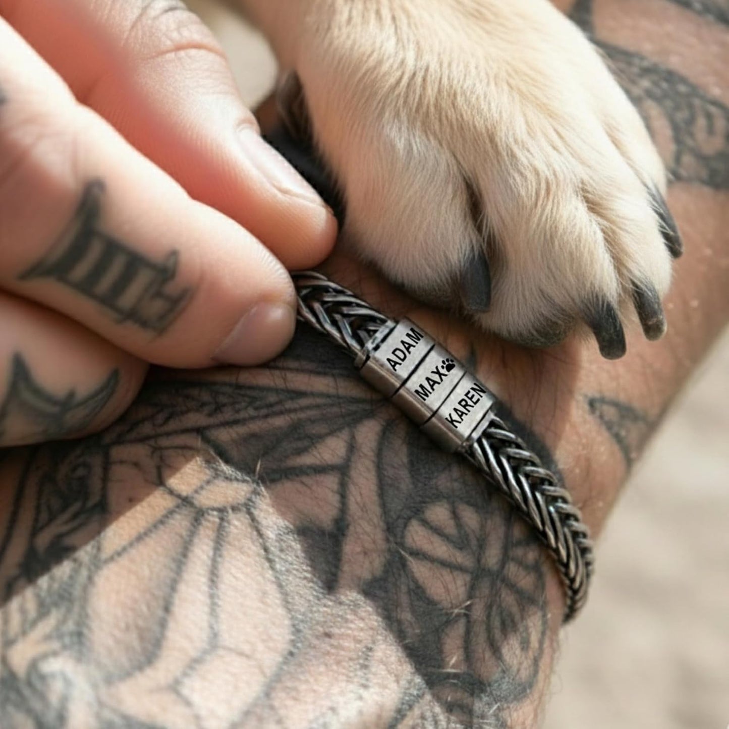Personalized Stainless Steel Bracelet for Men - Custom Engraved Braided Wristband, Meaningful Jewelry Gift for Husband, Dad, Boyfriend on Anniversary or Birthday