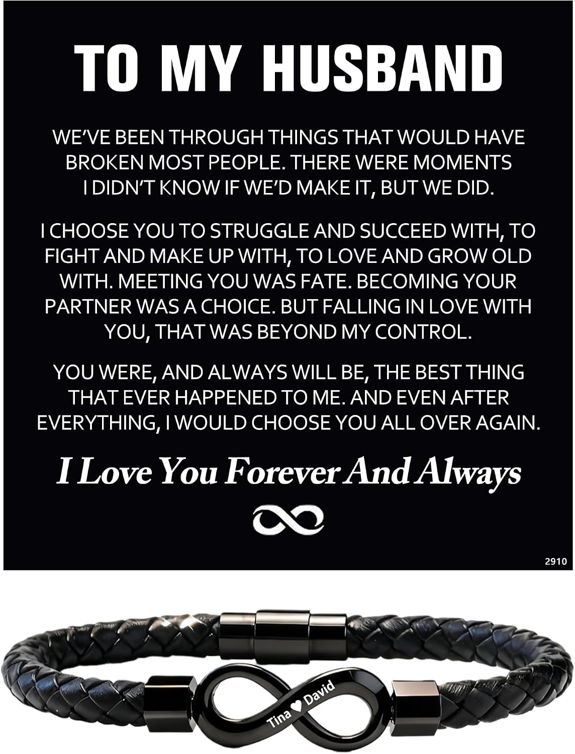 Personalized Infinity Leather Bracelet for Men Custom Dual Name Stainless Steel Braided Wristband Romantic Anniversary Birthday Jewelry Gift for Husband Boyfriend Him