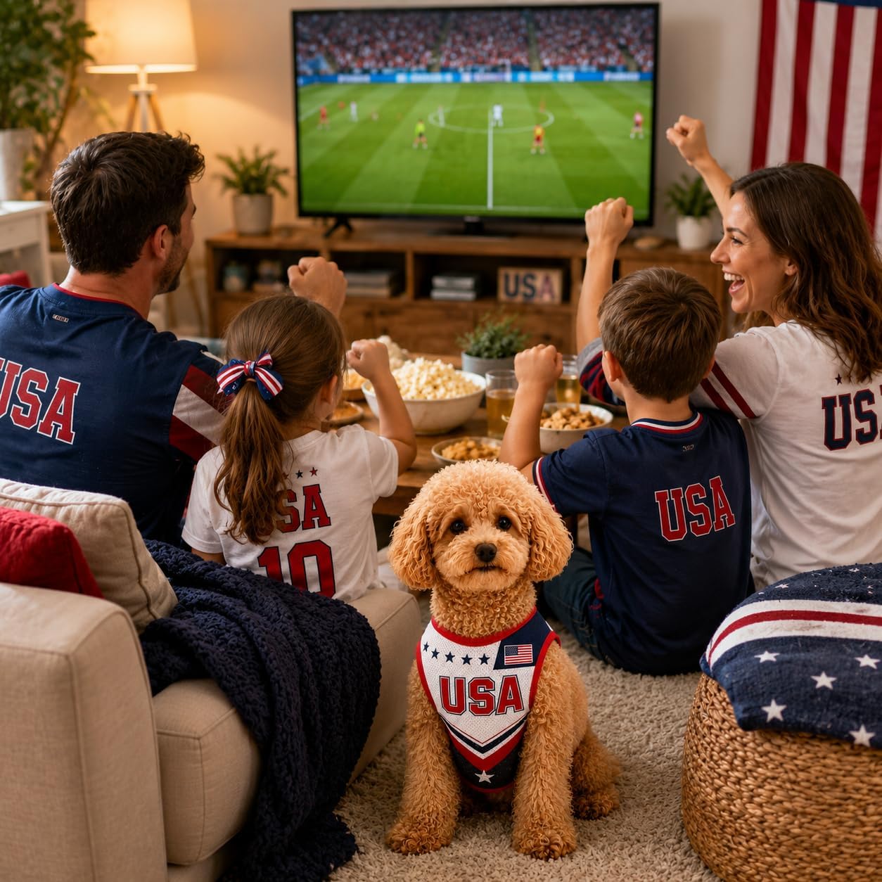 Personalized USA Pet Soccer Jersey Custom Name and Number, Breathable Dog Cat Football Fan Shirt, American Team Sports Outfit for 2026 Game Day