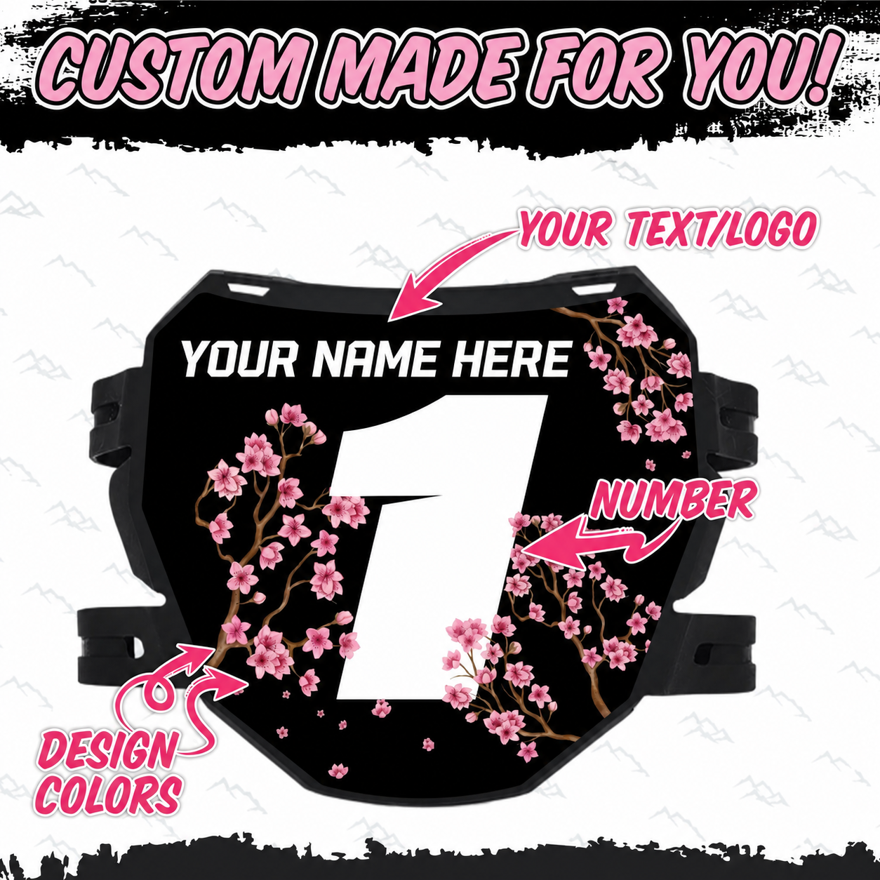 Custom Downhill Plate Decal, Personalized Name and Number Race Graphics for Mountain Bikes and E-Bikes, Durable Outdoor Vinyl Sticker