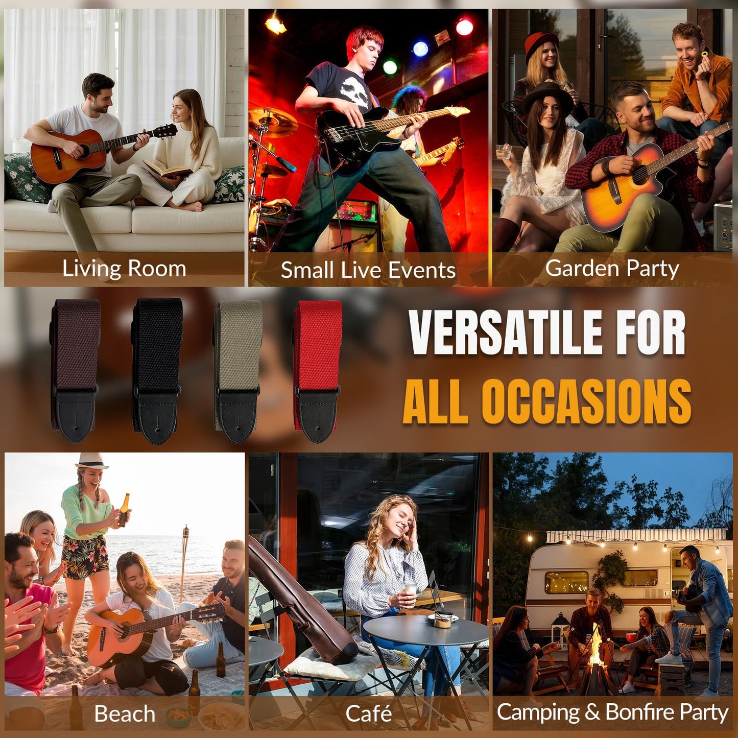 DBLXYAN Personalized Guitar Strap with Custom Name and Text Embroidered, Adjustable Durable Webbing for Acoustic, Electric and Bass Guitars, Unique Musician Gift
