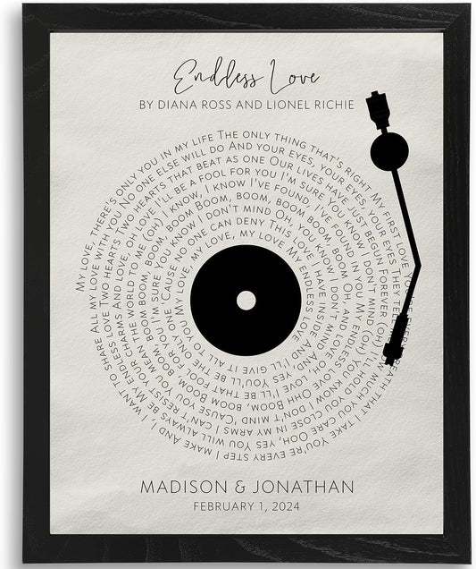 Custom Song Lyrics Wall Art Personalized Couple Print with Name and Date, Romantic Custom Music Poster Decor for Wedding, Anniversary, First Dance, Valentine's Day Gift for Husband and Wife
