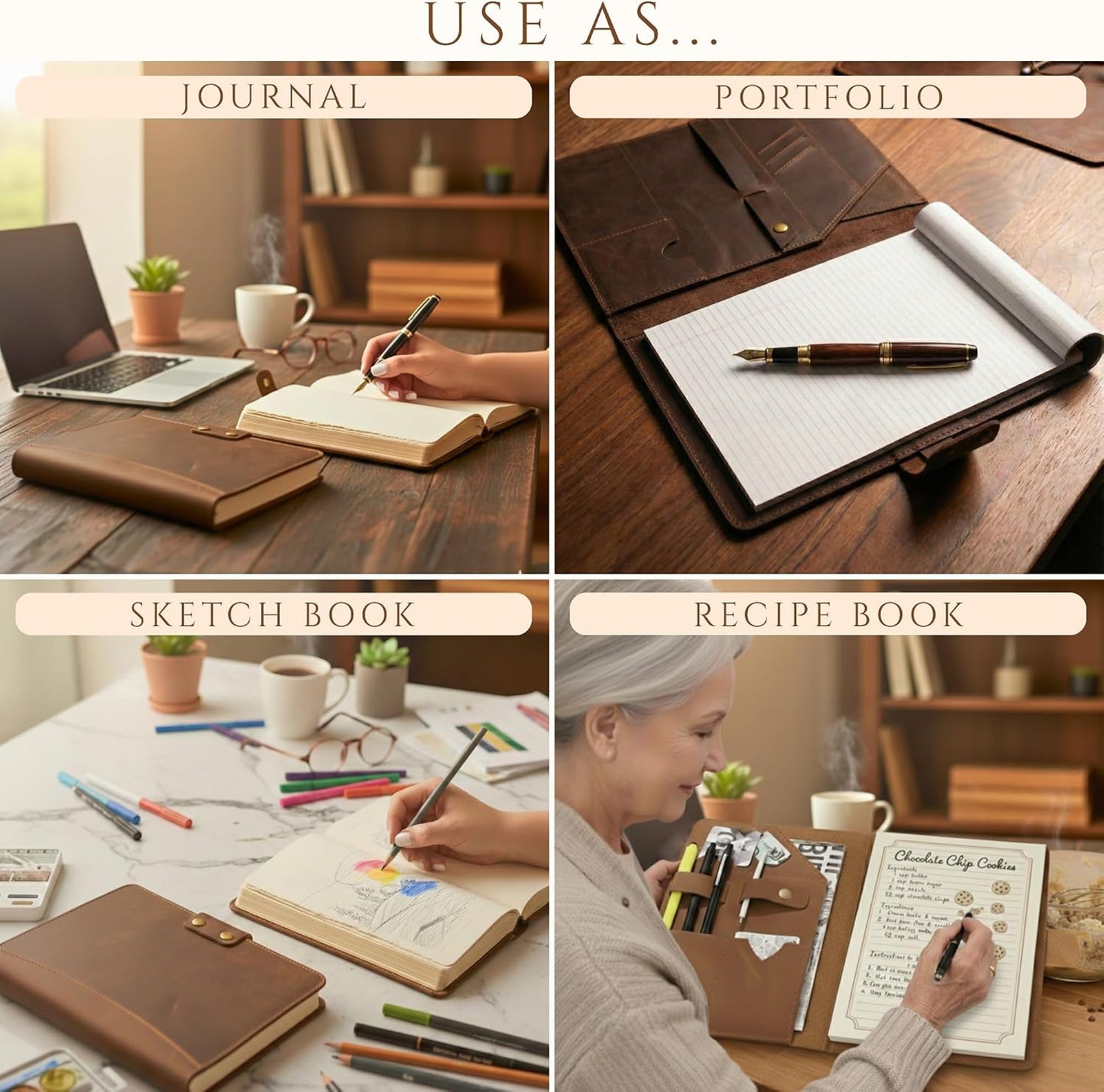 Personalized Leather Portfolio Custom Business Document Organizer Padfolio with Name Logo Engraving, Professional Resume Folder Binder Gift for Men Women Coworker Graduation