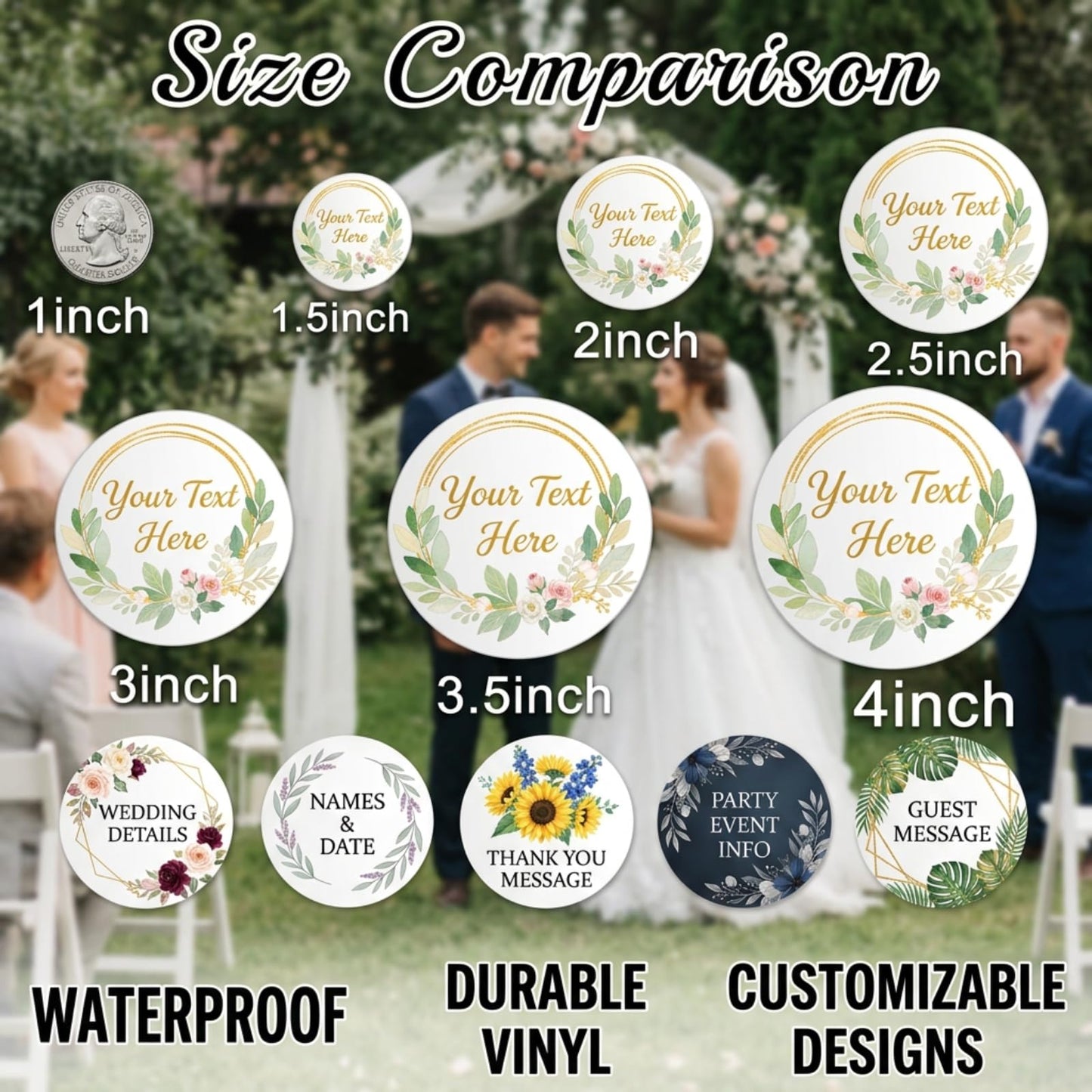 Custom Personalized Stickers for Wedding Favors & Business Logo, Waterproof Vinyl Labels for Hotel Welcome Bags, Birthday Party & Gift Boxes, Customized Sticker Labels 50-1000 Pack