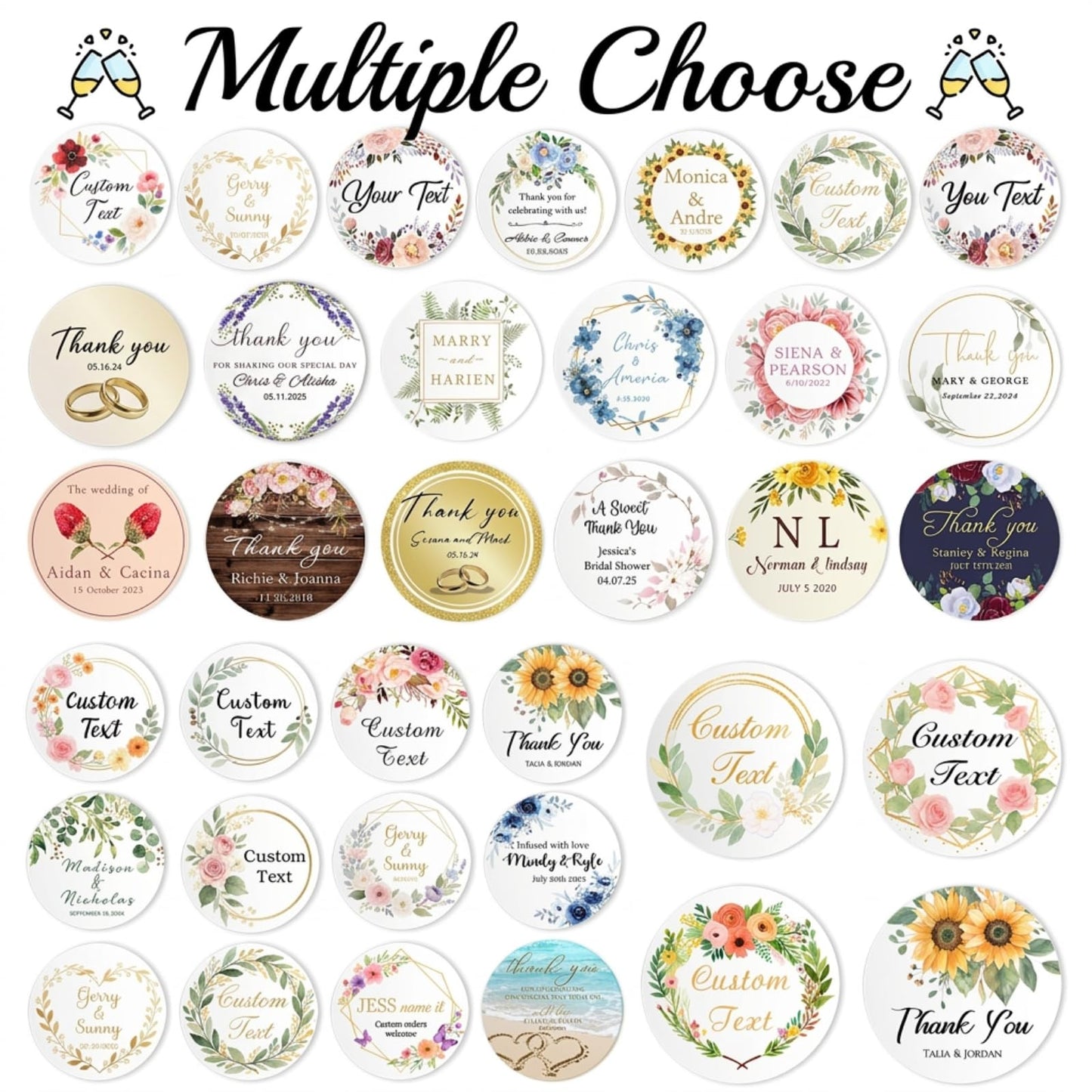 Custom Personalized Stickers for Wedding Favors & Business Logo, Waterproof Vinyl Labels for Hotel Welcome Bags, Birthday Party & Gift Boxes, Customized Sticker Labels 50-1000 Pack