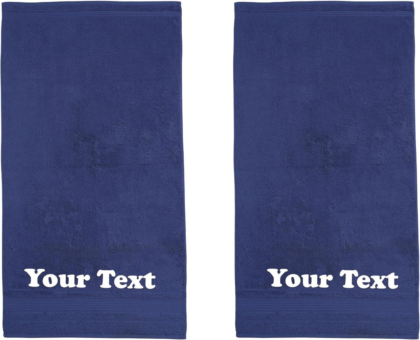 Personalized Bath Towels Set of 2, Custom Embroidered Monogrammed Name Towel, 100% Cotton Highly Absorbent for Bathroom Spa Gym Pool, Customized Housewarming Wedding Gift, 27x54 Inches (Navy Blue)