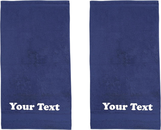 Personalized Bath Towels Set of 2, Custom Embroidered Monogrammed Name Towel, 100% Cotton Highly Absorbent for Bathroom Spa Gym Pool, Customized Housewarming Wedding Gift, 27x54 Inches (Navy Blue)