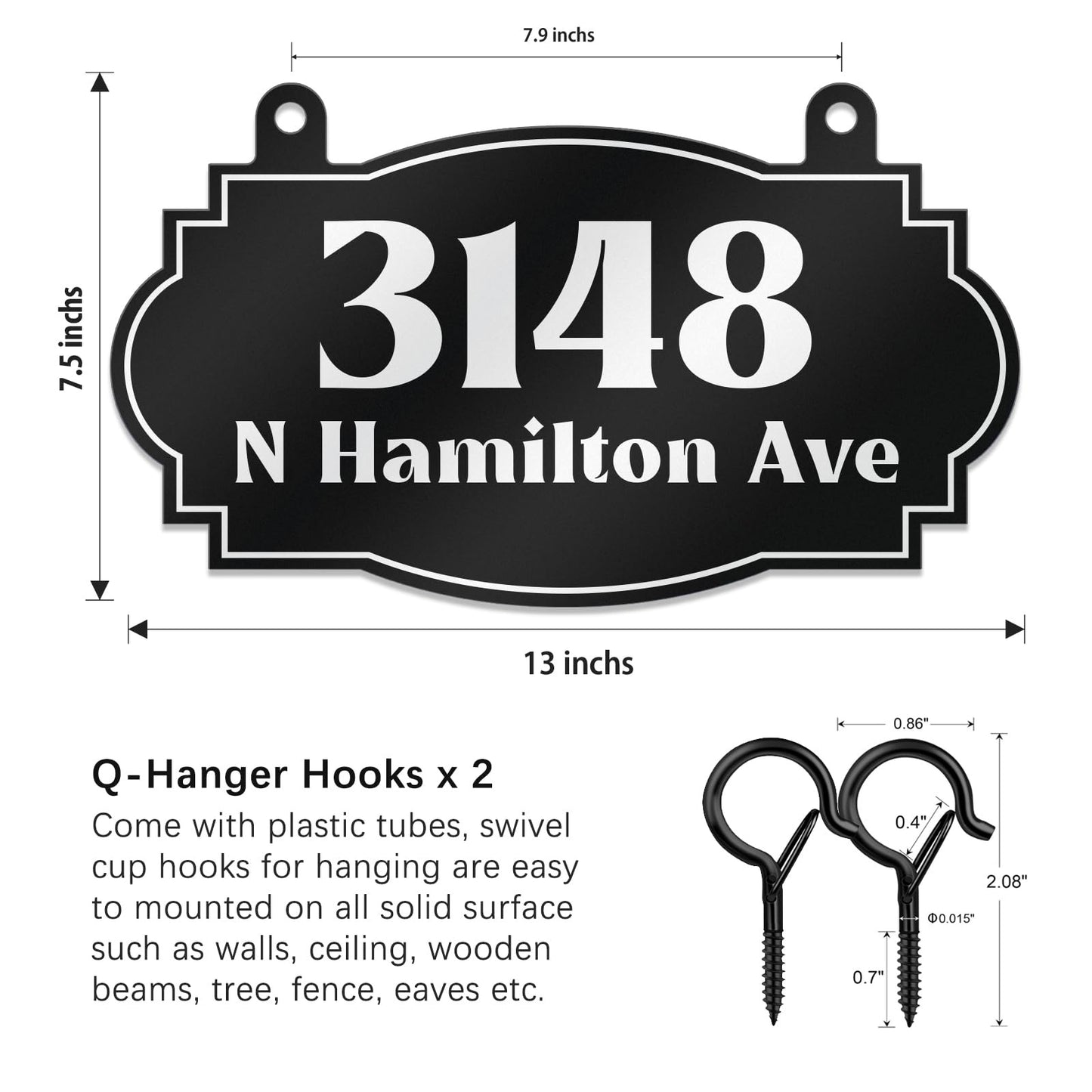 Personalized Custom Hanging Address Sign Metal House Numbers for Outside Mailbox Plaque Outdoor Yard Fence Decor