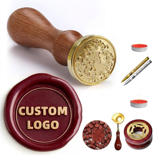 Custom Wax Seal Stamp Personalized Wax Seals with Wooden Handle, Create Your Own Design Logo for Wedding Invitations, Envelopes, Gift Wrapping & Crafts (30mm-60mm)