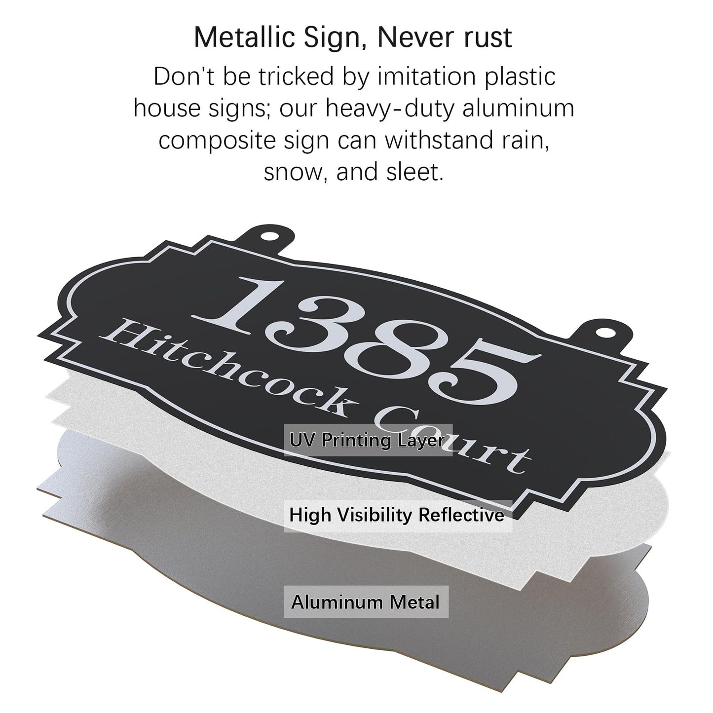 Personalized Custom Hanging Address Sign Metal House Numbers for Outside Mailbox Plaque Outdoor Yard Fence Decor